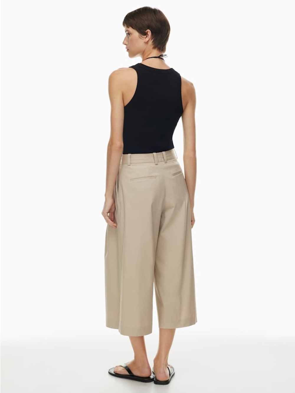 Aritzia Babaton High-Rise Wide-Leg Cropped Trousers in Beige - Picture 3 of 16